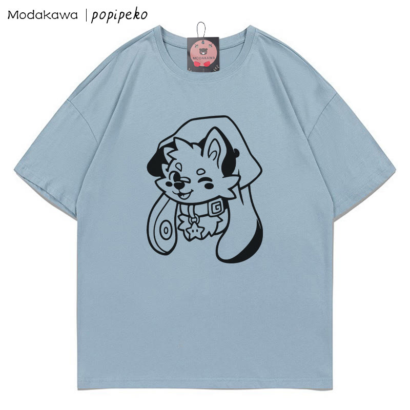 MODAKAWA X popipeko Welpenprint T-Shirt - Dusty Blue - 5XL - image 5