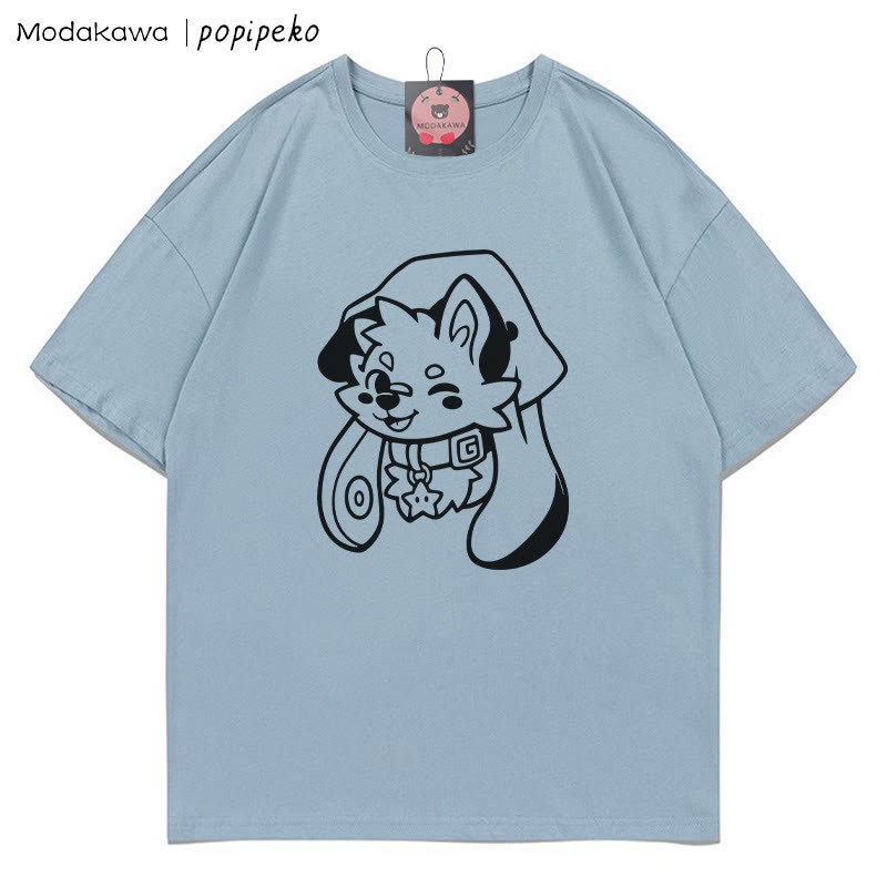 MODAKAWA X popipeko Welpenprint T-Shirt - Dusty Blue - 5XL - image 5