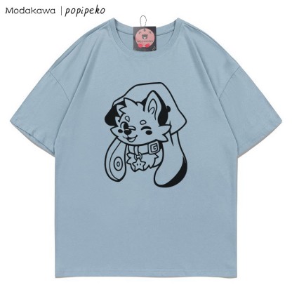 MODAKAWA X popipeko Welpenprint T-Shirt - Dusty Blue - 5XL - image 5