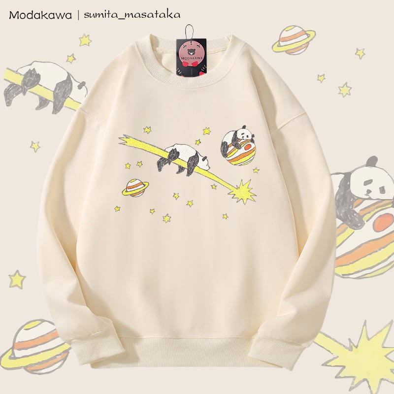 MODAKAWA X sumita_masataka Panda im Weltraum Grafik Unisex Sweatshirt - Beige - 5XL - image 3