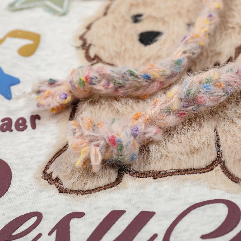 Langärmliger Hoodie mit Welpen-Flocking-Print - image 7