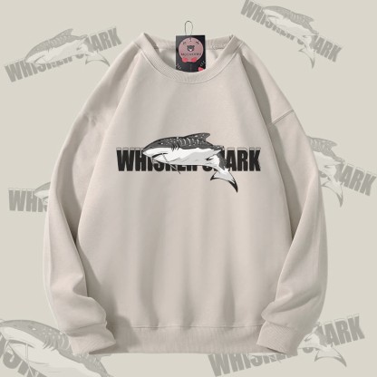 MODAKAWA Unisex-Sweatshirt mit Schnurrbart-Hai-Motiv - Light Beige - 5XL - image 2