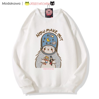 Sweatshirt mit witzigem Katzenmotiv und Spielzeug, Rundhalsausschnitt - White - 5XL - image 5