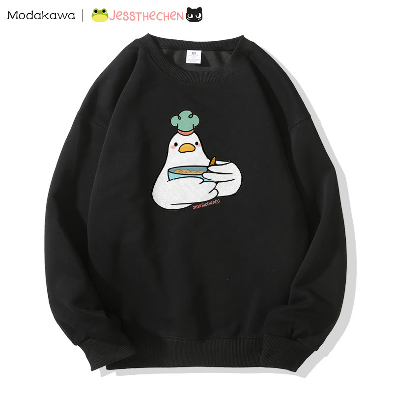 MODAKAWA X jessthechen Duck Chef Graphic Sweatshirt - Black - 5XL - image 3