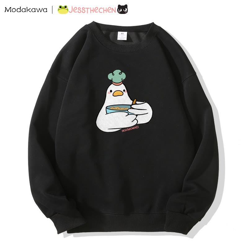 MODAKAWA X jessthechen Duck Chef Graphic Sweatshirt - Black - 5XL - image 3