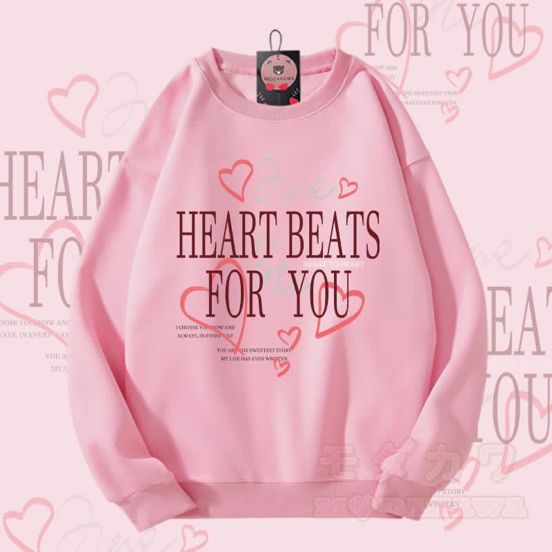 MODAKAWA HEART BEATS FOR YOU Grafik-Partner-Sweatshirt (Unisex) - Rosa - 5XL - image 4