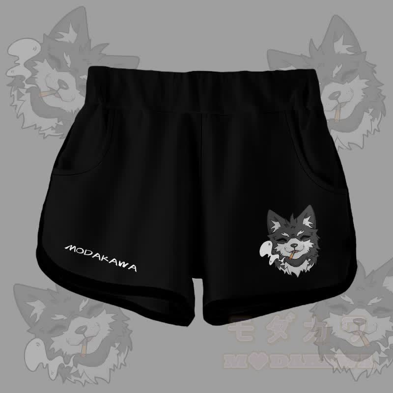 MODAKAWA Gradient Smoking Puppy Graphic Shorts - Schwarz - 5XL - image 5
