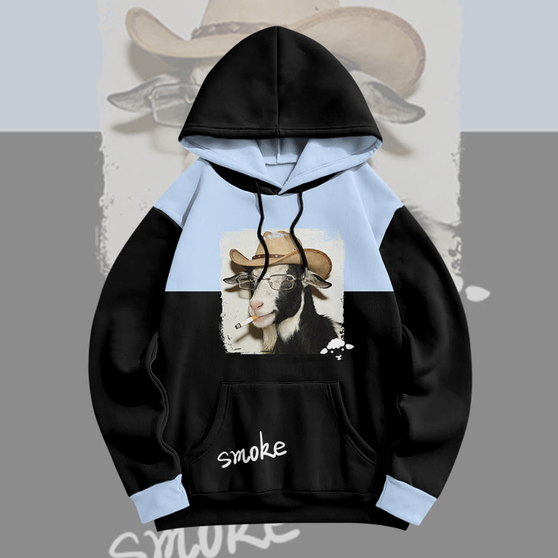 MODAKAWA Pullover-Hoodie mit Allover-Print eines rauchenden Schafes - image 4