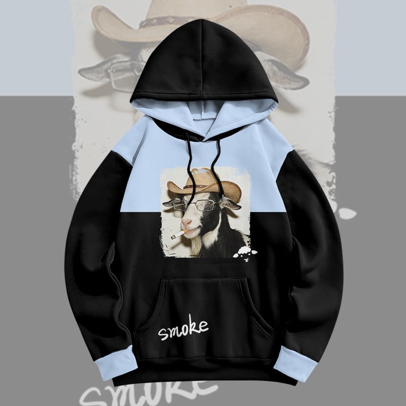 MODAKAWA Pullover-Hoodie mit Allover-Print eines rauchenden Schafes - image 4