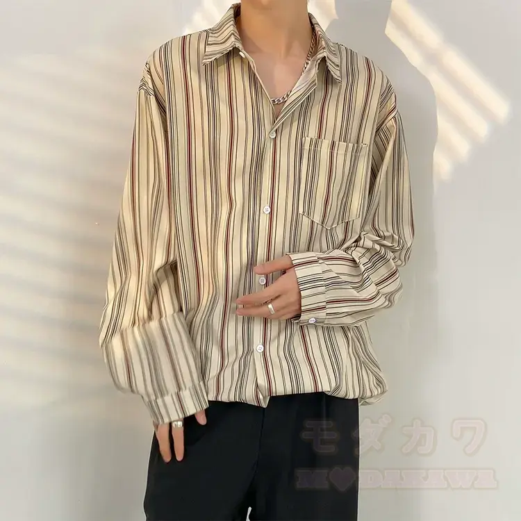 Herren-Langarmhemd mit Vintage-Print und Knopfleiste - Mehrfarbig I - 3XL - image 10