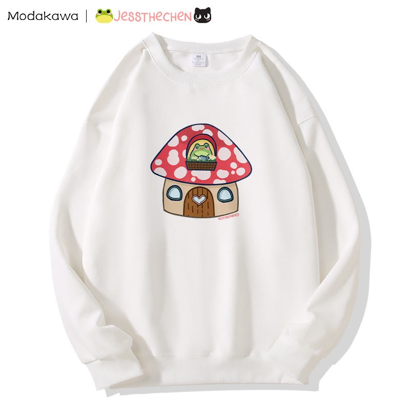 MODAKAWA X jessthechen Frog In Mushroom House Grafik-Sweatshirt - White - 5XL - image 6