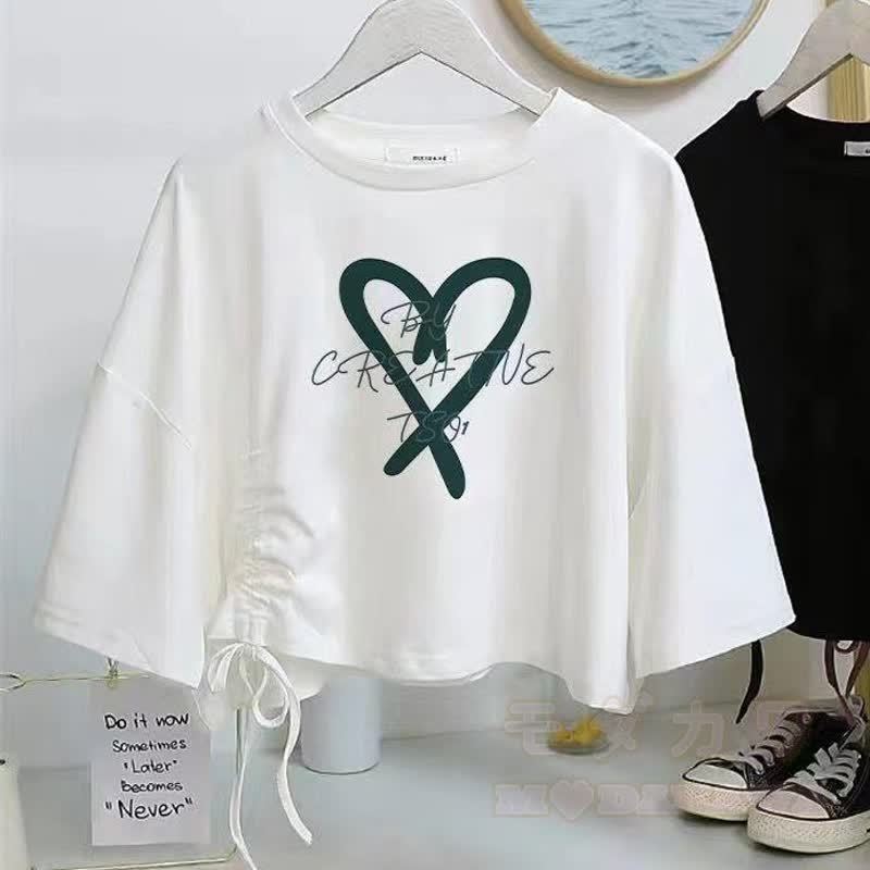 Zweiteiliges Set aus bedrucktem Kurzarm-T-Shirt im College-Stil und asymmetrischem Tüllrock - Top G - XL - image 17