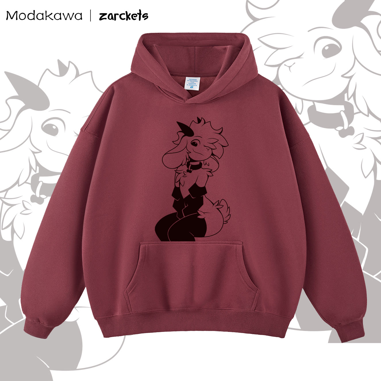 MODAKAWA x zarckets bedruckter Kollaborations-Hoodie - Burgund - 2XL - image 4
