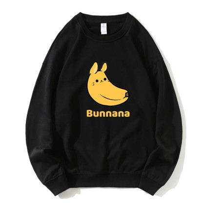 BUNNANA Sweatshirt mit Rundkragen und Bunny-Bananen-Grafik - Schwarz - 5XL - image 4