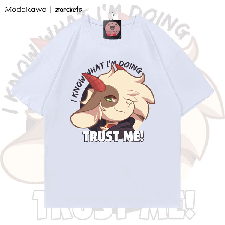 MODAKAWA X zarckets VERTRAU MIR! Ziegen-Grafik, 100 % Baumwolle, T-Shirt - White - 5XL - image 3