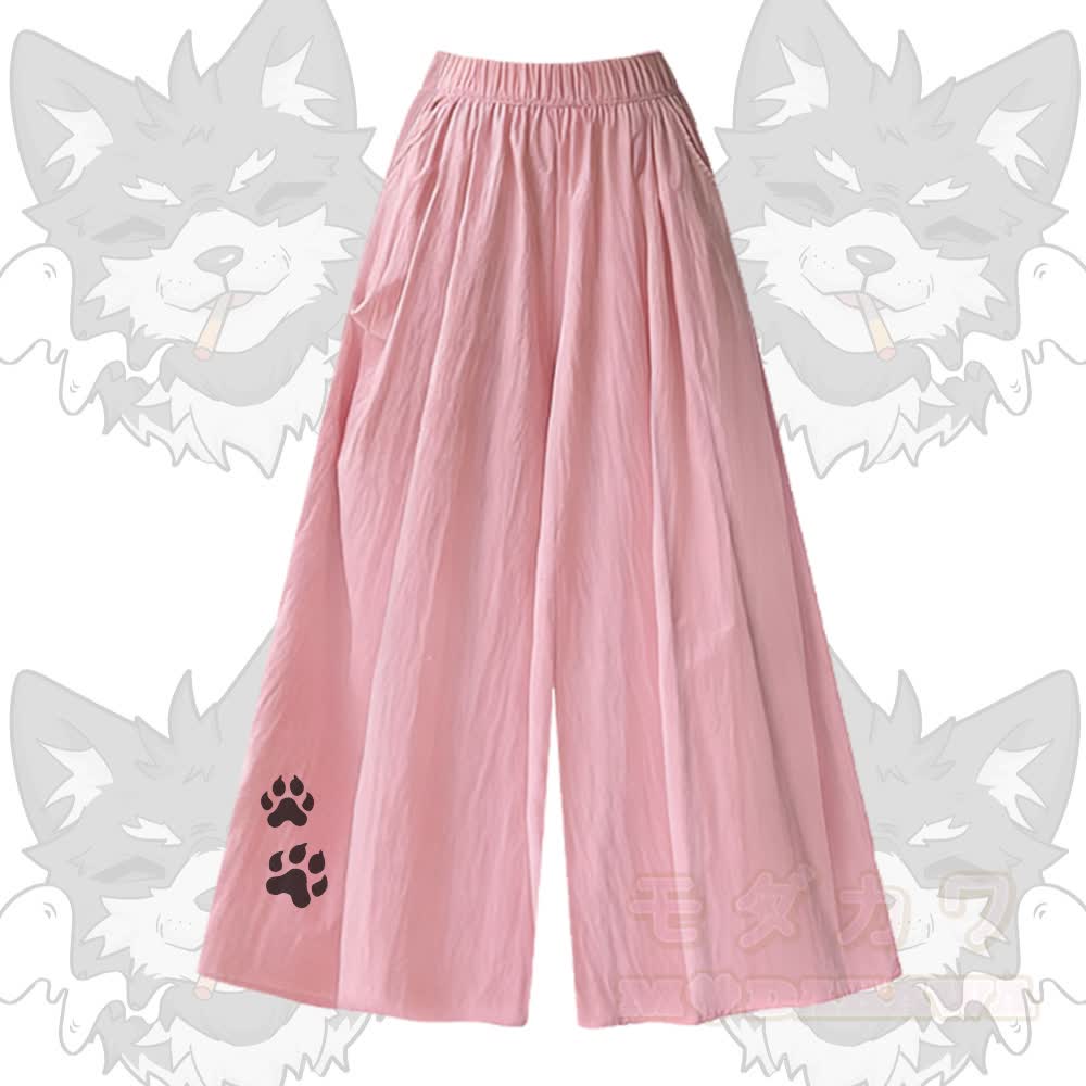 Smoking Wolf Grafik-T-Shirt mit U-Ausschnitt und passender Hose mit weitem Bein - Rosa Hose - XL - image 6