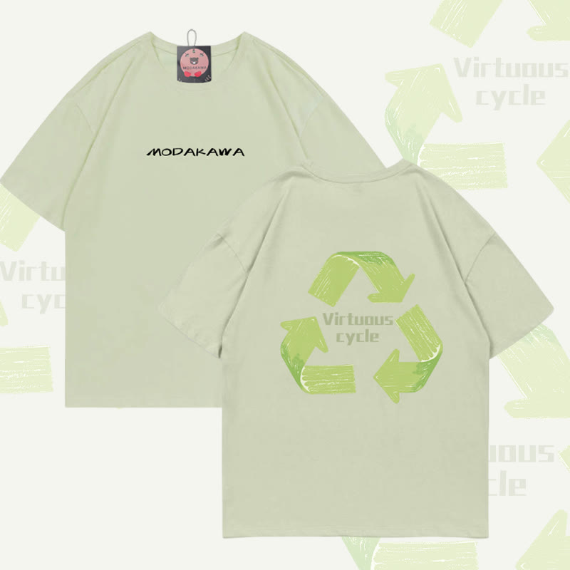 T-Shirt mit dem Aufdruck „VIRTUOUS CYCLE“ aus Modakawa-Baumwolle - Light Green - 5XL - image 2