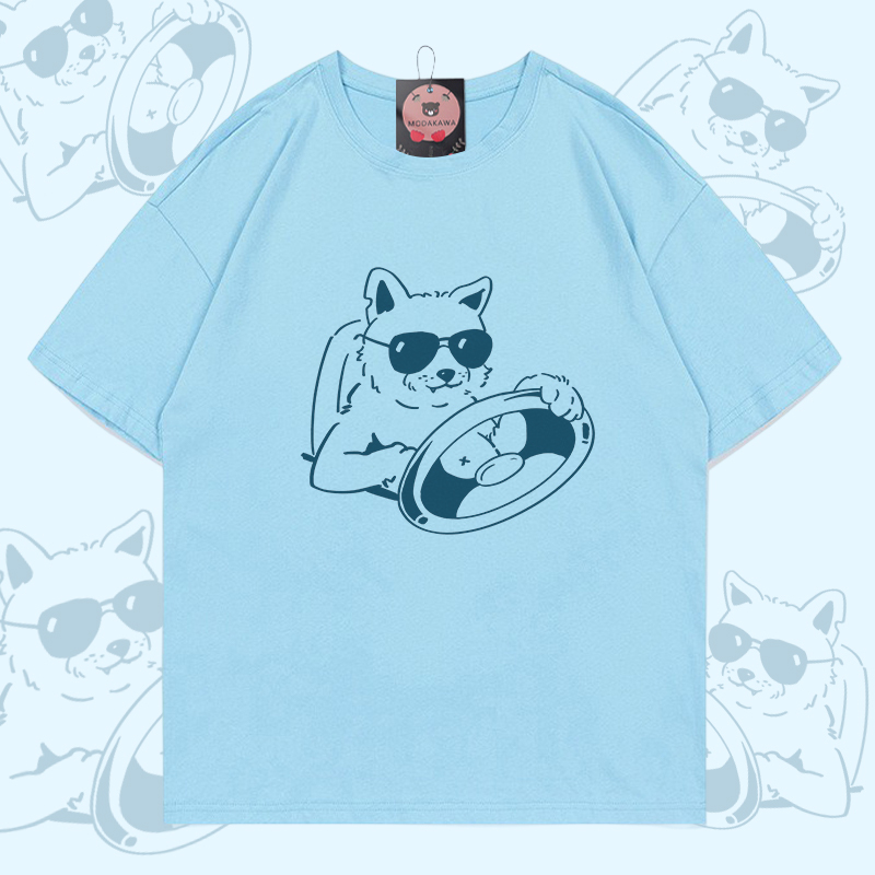 Cooles Welpen-Fahrmotiv Modakawa T-Shirt aus 100 % Baumwolle - Sky Blue - 5XL - image 3