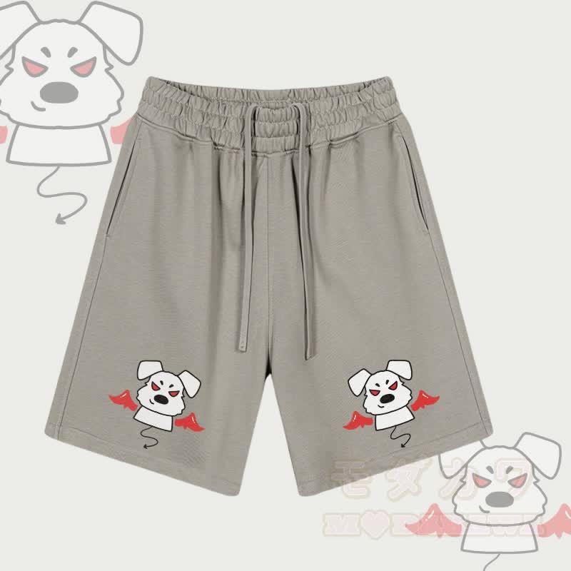 MODAKAWA Devil Puppy Grafik-Shorts mit Kordelzug - Graubraun - 2XL - image 6