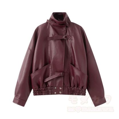Vintage-Jacke aus Kunstleder mit Stehkragen und Reißverschluss, kurz geschnitten - image 15
