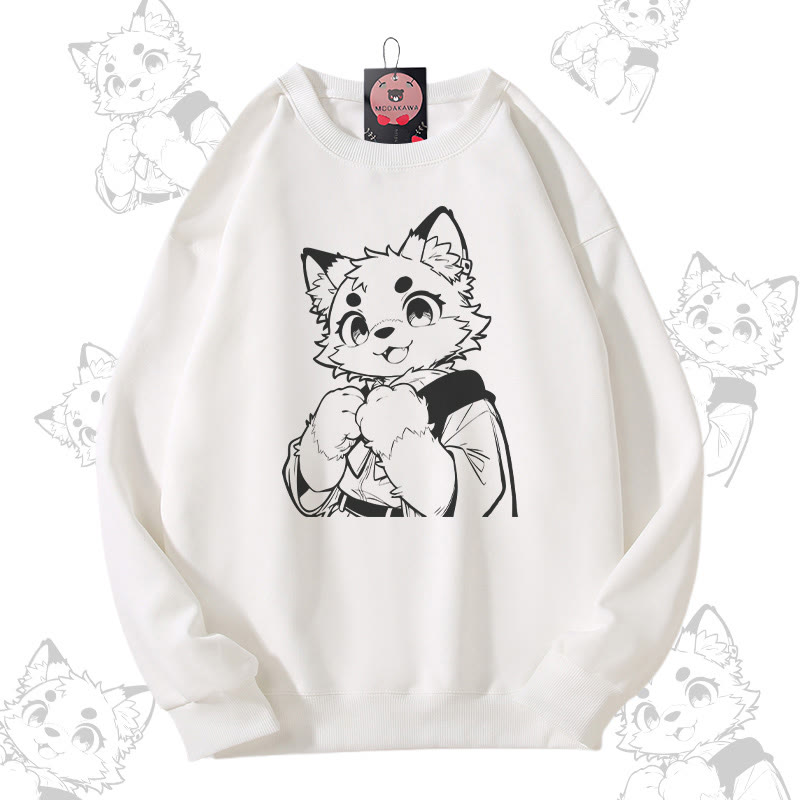 MODAKAWA Unisex-Sweatshirt mit niedlichem Katzenmotiv und Pfotenabdruck - White - 5XL - image 3