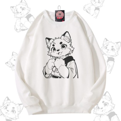 MODAKAWA Unisex-Sweatshirt mit niedlichem Katzenmotiv und Pfotenabdruck - White - 5XL - image 3