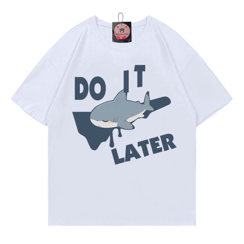 Mach es später! Modakawa T-Shirt mit schlafendem Hai-Print - White - 5XL - image 3