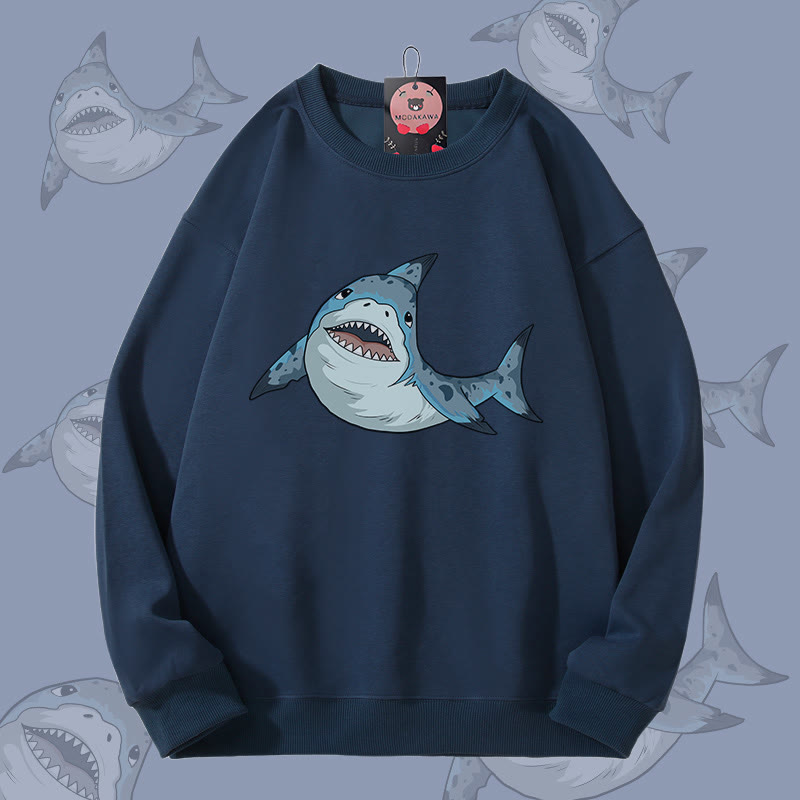 MODAKAWA Unisex-Sweatshirt mit Dornhai-Motiv - Purplish Blue - 5XL - image 2