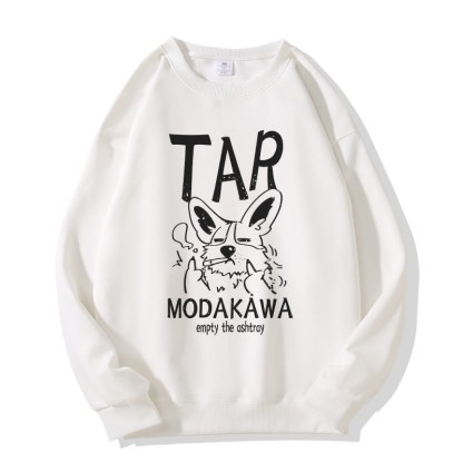 MODAKAWA TAR Unisex-Sweatshirt mit Grumpy Smoking Puppy-Grafik - White - 5XL - image 2