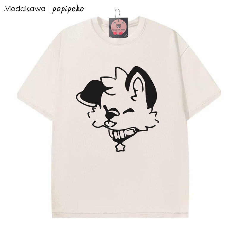 MODAKAWA X popipeko – Verwaschenes T-Shirt mit Welpen-Print - Apricot - 5XL - image 5