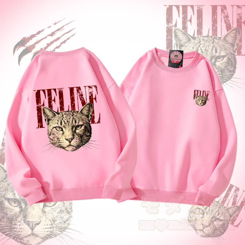 MODAKAWA FELINE Unisex-Sweatshirt mit Katzenkopf-Motiv - Rosa - 5XL - image 3