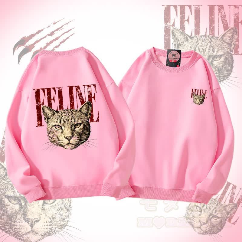 MODAKAWA FELINE Unisex-Sweatshirt mit Katzenkopf-Motiv - Rosa - 5XL - image 3