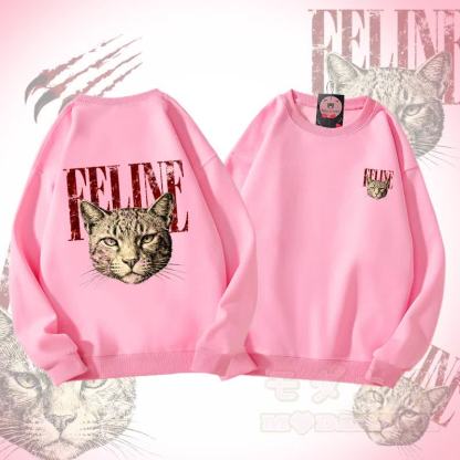 MODAKAWA FELINE Unisex-Sweatshirt mit Katzenkopf-Motiv - Rosa - 5XL - image 3
