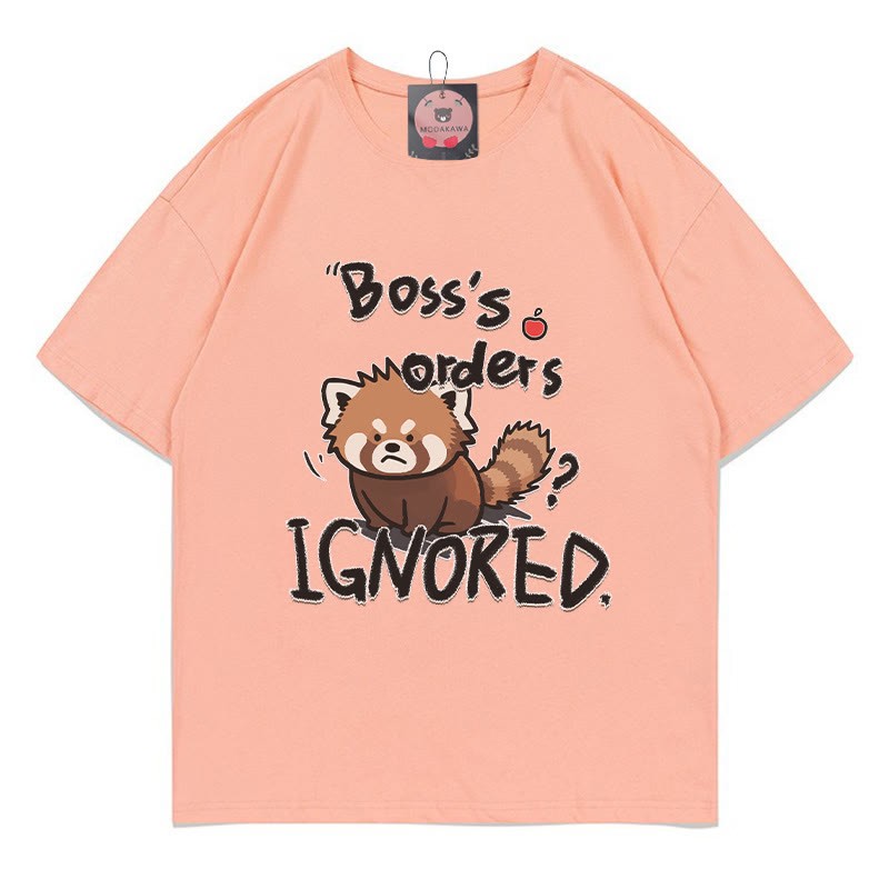 BOSS'S ORDERS IGNORED – Modakawa-T-Shirt mit rotem Panda-Buchstabenprint - Peach - 5XL - image 3