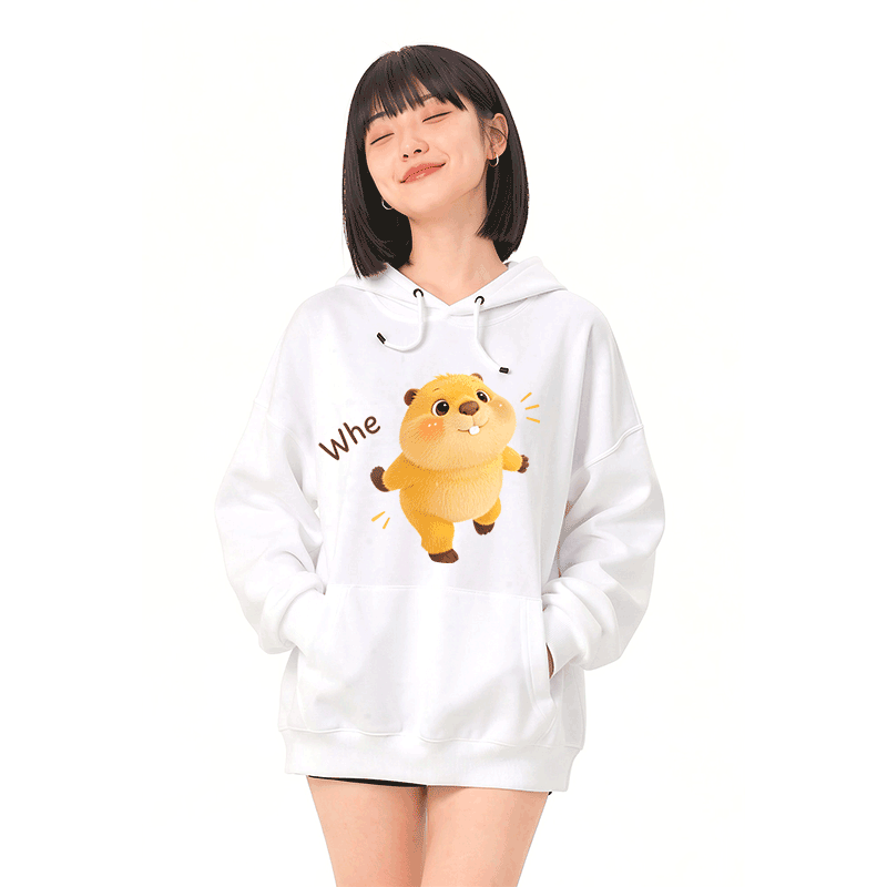 WHE Capybara Graphic Modakawa Loose Cotton-Blend Hoodie - image 2