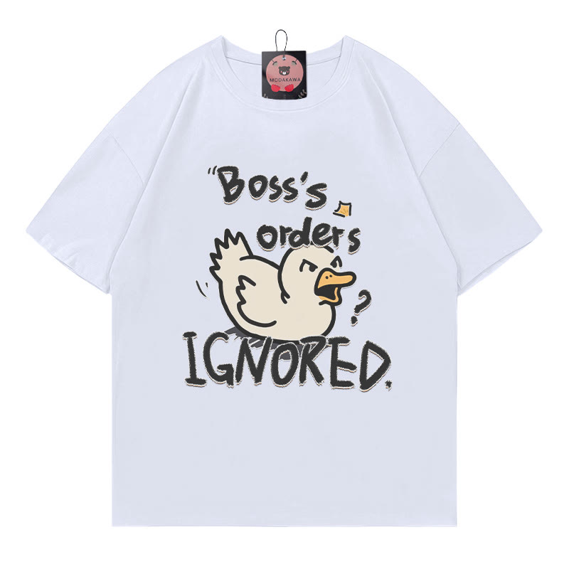 BOSS'S ORDERS IGNORED – Modakawa-T-Shirt mit Entenbuchstaben-Print - White - 5XL - image 4