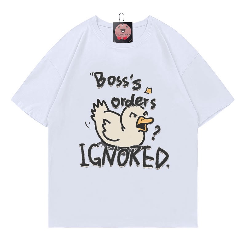 BOSS'S ORDERS IGNORED – Modakawa-T-Shirt mit Entenbuchstaben-Print - White - 5XL - image 4
