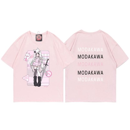 MODAKAWA X airii.exe T-Shirt mit Buchstabendruck „Kitty Girl“ aus 100 % Baumwolle - Pink - 5XL - image 9