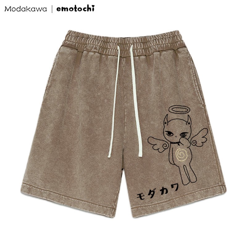 Angel Kitty – Shorts mit Vintage-Waschung und Grafik - Braun - 3XL - image 5