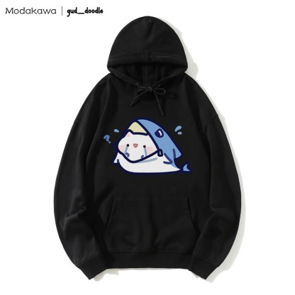 MODAKAWA X gud_doodle Lockerer Hoodie mit Kitty-Hai-Print - Black - 5XL - image 4