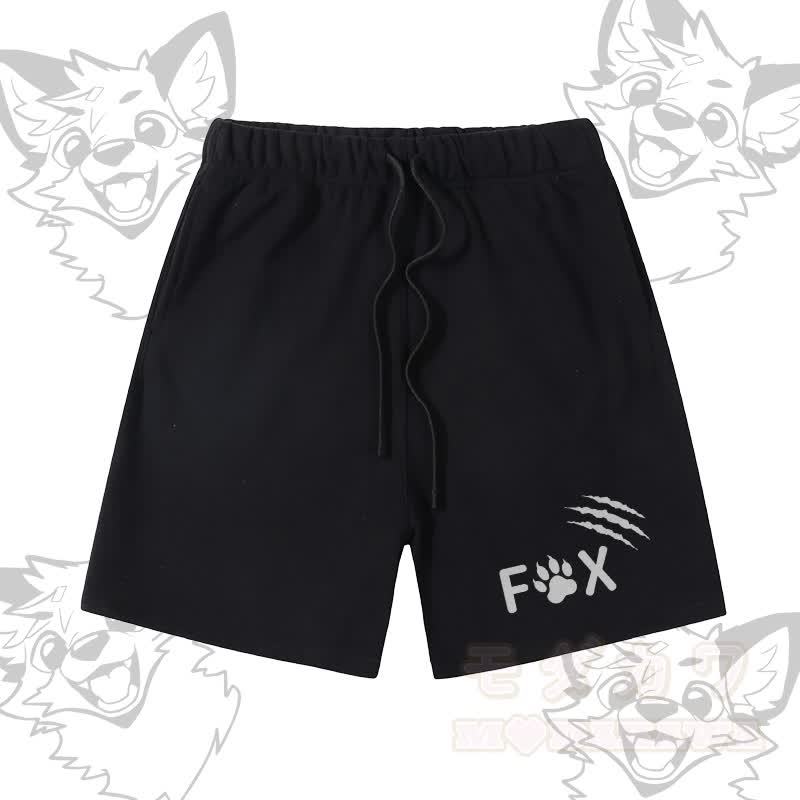 MODAKAWA X atka Happy Fox Graphic Farben Block Pocket T-Shirt Shorts passendes Outfit - Schwarze Shorts - XL - image 8