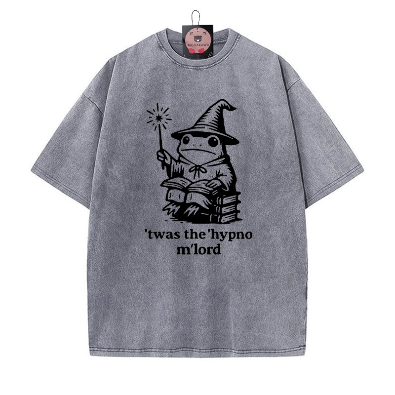 'TWAS THE' HYPNO M'LORD Magic Frog Grafik Unisex Vintage Washed T-Shirt - Grau - 5XL - image 3