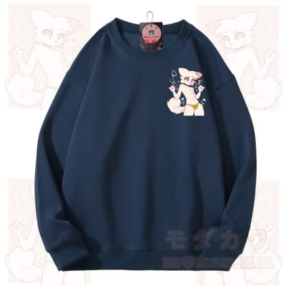 MODAKAWA X zarckets Katzen-Grafik Unisex-Sweatshirt - Marineblau - 3XL - image 5