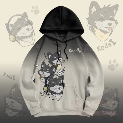 MODAKAWA Fröhlicher Koda Welpen-Pullover-Hoodie - Schwarz - 5XL - image 3