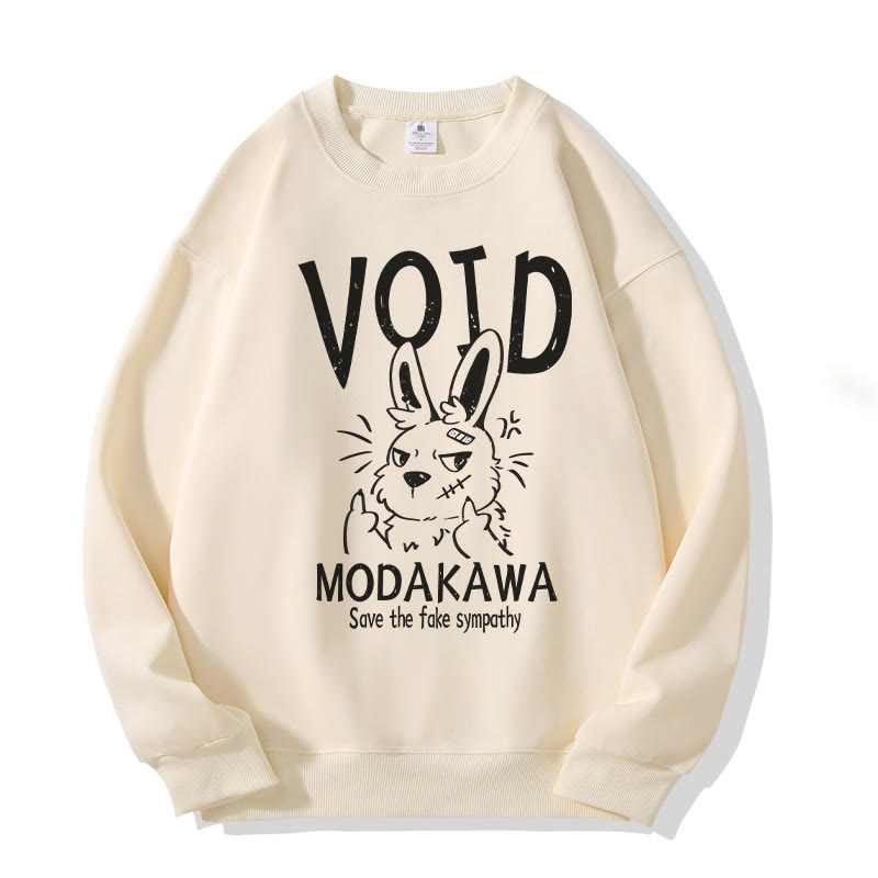 MODAKAWA VOID Unisex-Sweatshirt mit Grumpy-Bunny-Grafik - Beige - 5XL - image 2