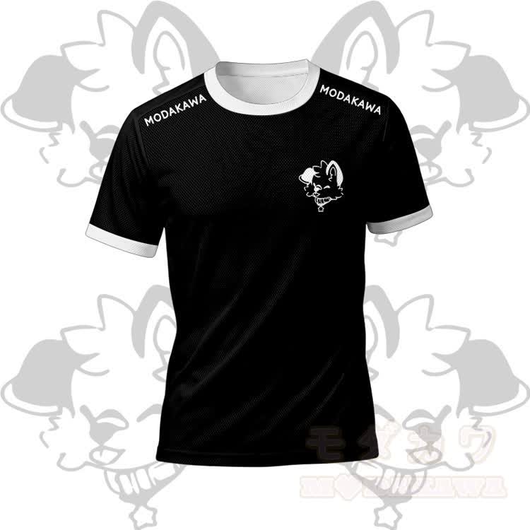 MODAKAWA X popipeko Tongue Out Puppy Grafik Herren-Sport-T-Shirt mit Kordelzug und passendem Outfit - Schwarzes Oberteil - 5XL - image 6