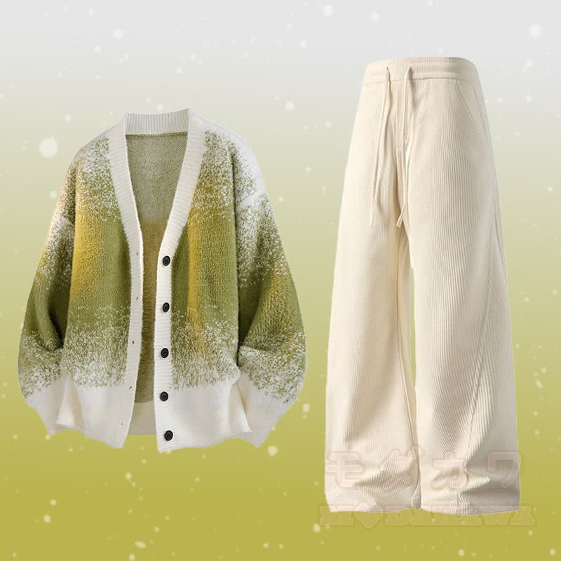 Zweiteiliger Cardigan mit Farbverlauf, Strickjacke, Hosen mit Taschen - Satz F - 3XL - image 6