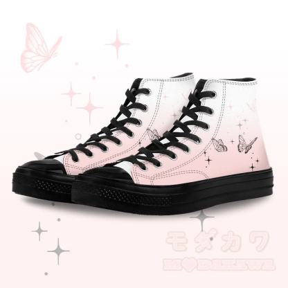 Modakawa High Top Canvas-Schuhe mit Schmetterlingsmotiv und Farbverlauf - Schwarz B - 45 - image 4