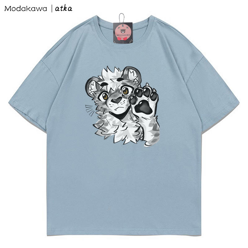 MODAKAWA X atka Tiger Paw Wave Grafik-T-Shirt - Dusty Blue - 5XL - image 6