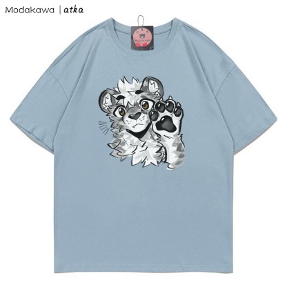MODAKAWA X atka Tiger Paw Wave Grafik-T-Shirt - Dusty Blue - 5XL - image 6